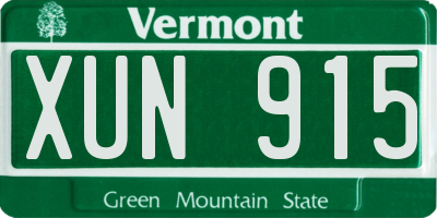 VT license plate XUN915
