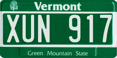 VT license plate XUN917