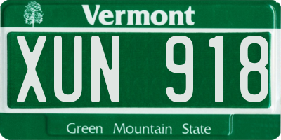 VT license plate XUN918