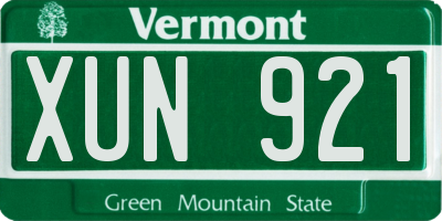 VT license plate XUN921