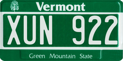 VT license plate XUN922
