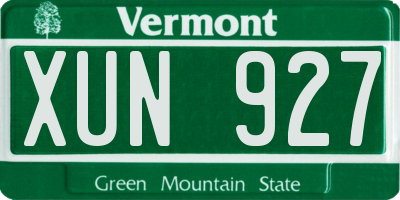 VT license plate XUN927
