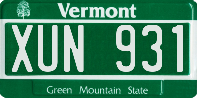 VT license plate XUN931
