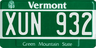 VT license plate XUN932