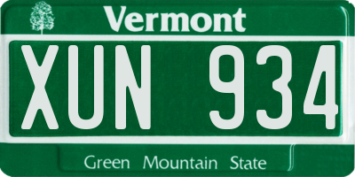 VT license plate XUN934