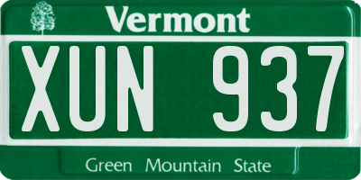 VT license plate XUN937