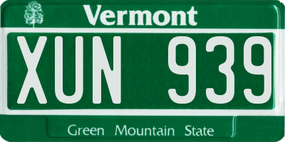 VT license plate XUN939