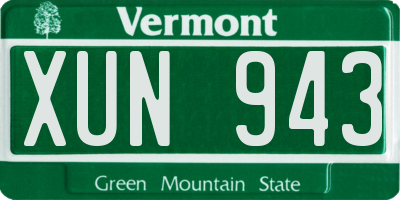 VT license plate XUN943