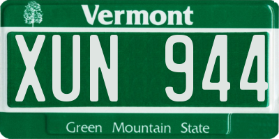 VT license plate XUN944