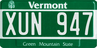 VT license plate XUN947