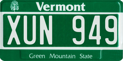 VT license plate XUN949