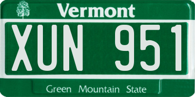 VT license plate XUN951