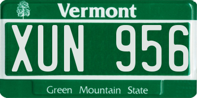 VT license plate XUN956