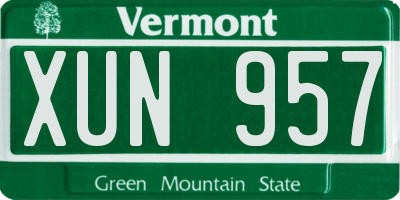 VT license plate XUN957