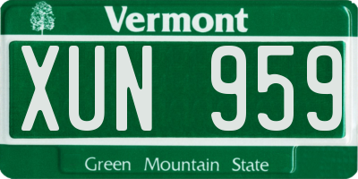 VT license plate XUN959