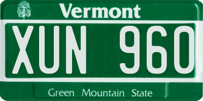 VT license plate XUN960
