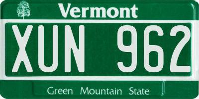 VT license plate XUN962