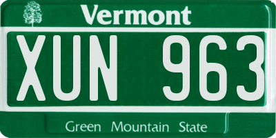 VT license plate XUN963