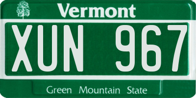 VT license plate XUN967