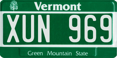 VT license plate XUN969