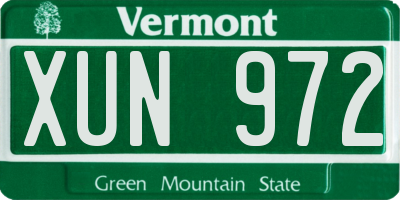 VT license plate XUN972