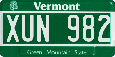 VT license plate XUN982