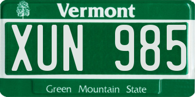 VT license plate XUN985