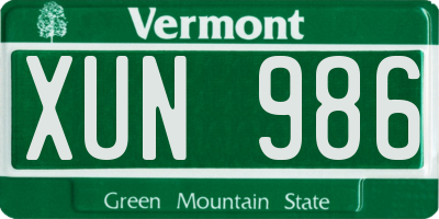 VT license plate XUN986