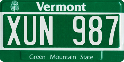 VT license plate XUN987