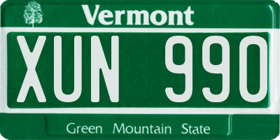 VT license plate XUN990
