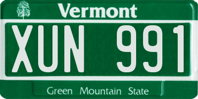 VT license plate XUN991