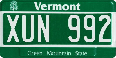 VT license plate XUN992