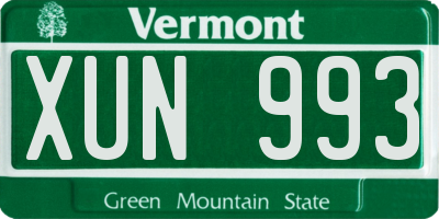 VT license plate XUN993