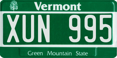 VT license plate XUN995