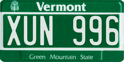 VT license plate XUN996