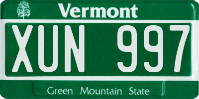 VT license plate XUN997