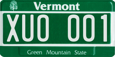 VT license plate XUO001