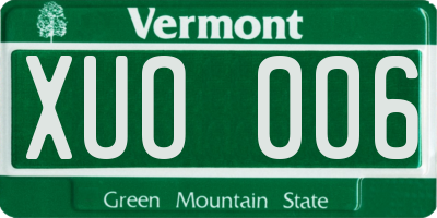 VT license plate XUO006