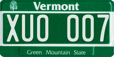 VT license plate XUO007