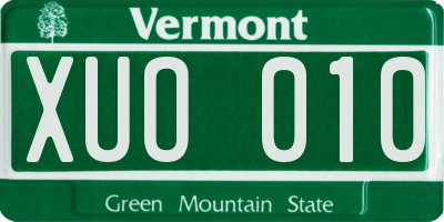 VT license plate XUO010