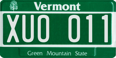 VT license plate XUO011