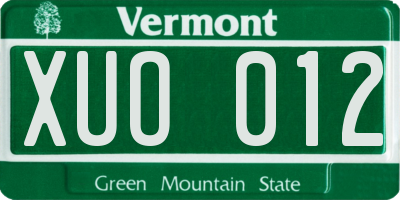 VT license plate XUO012