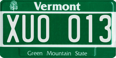 VT license plate XUO013