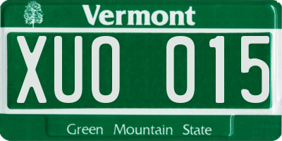 VT license plate XUO015