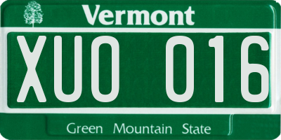 VT license plate XUO016