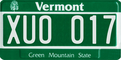 VT license plate XUO017