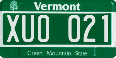 VT license plate XUO021