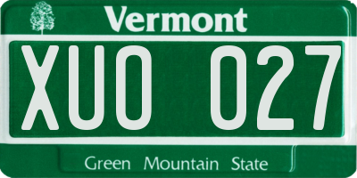 VT license plate XUO027