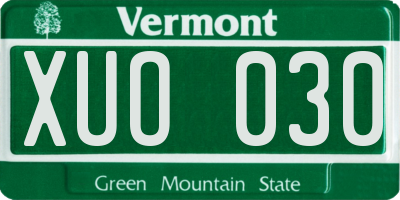 VT license plate XUO030