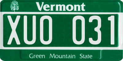 VT license plate XUO031